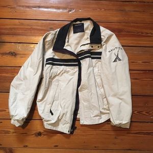 VINTAGE NAUTICA JACKET TAN/NAVY BLUE STRIPED